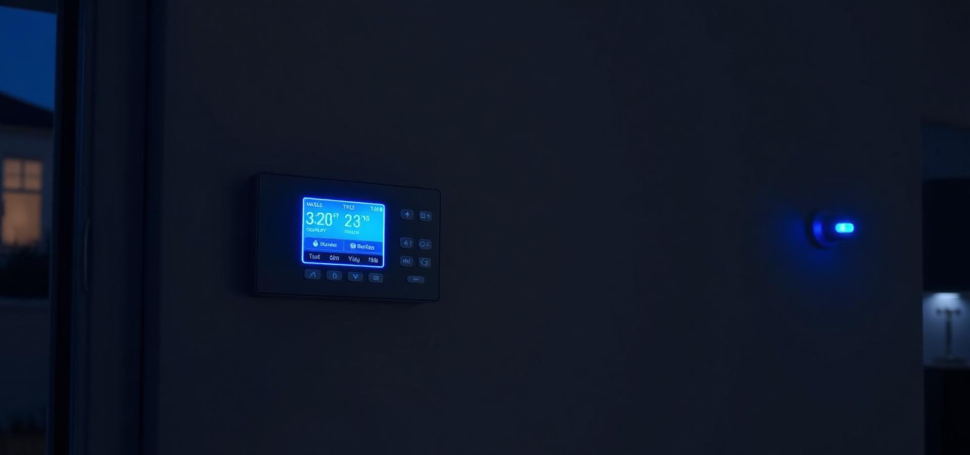 Central de alarme wireless com display azul instalada em parede